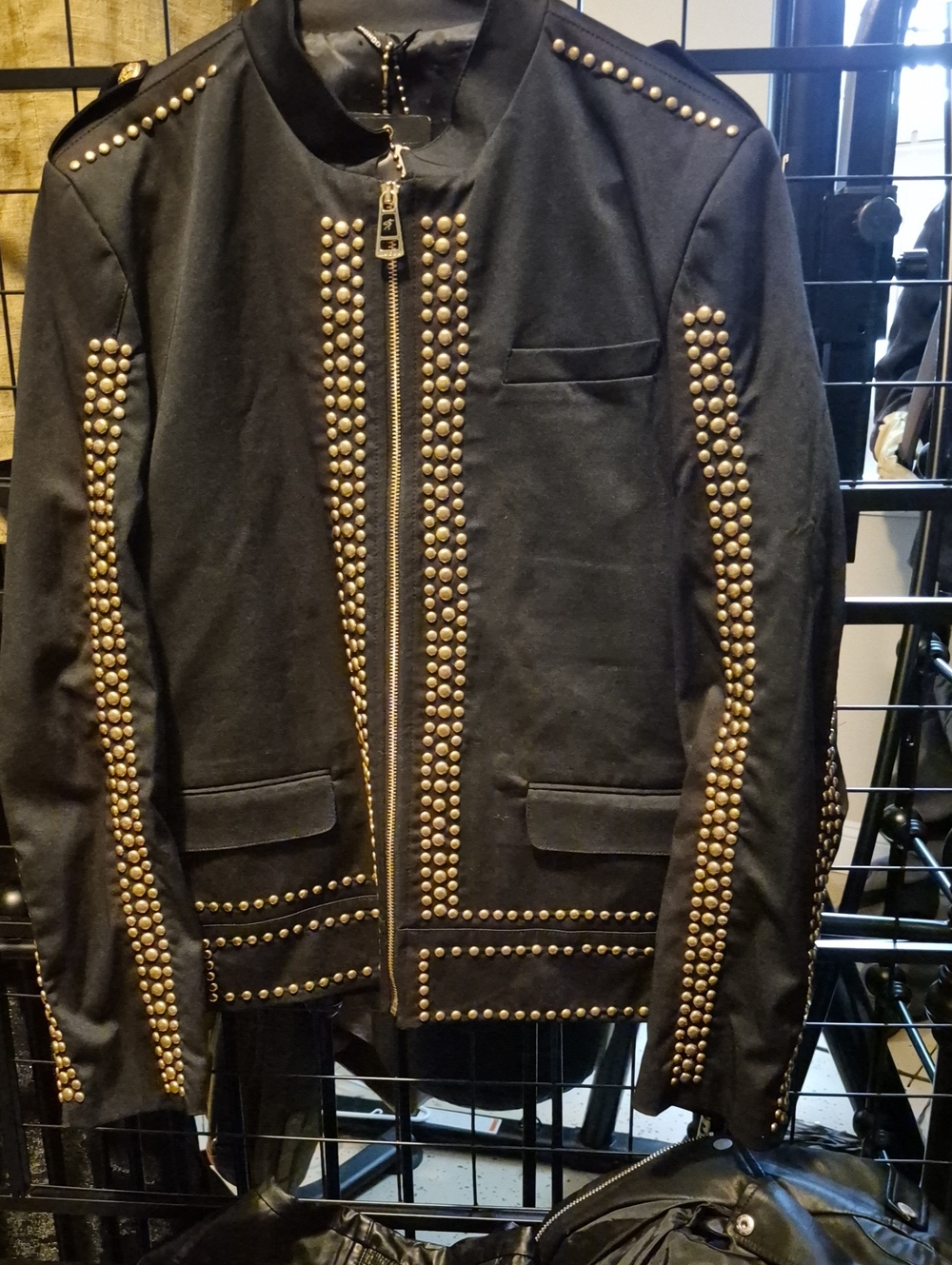 Black Studded Zip-Front Jacket